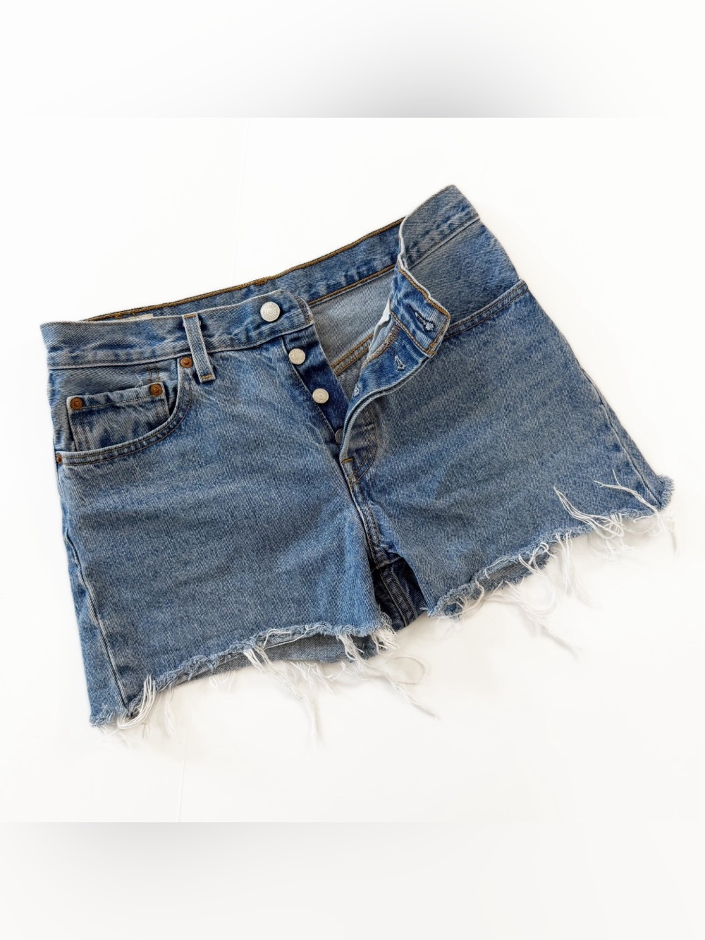 Levi’s Premium Shorts Womens 26 501 Raw Hem Button Fly Festival Boho